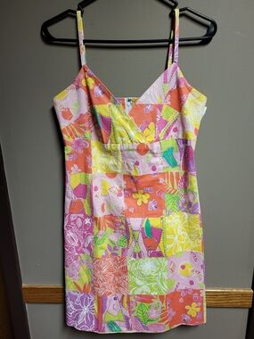 Lilly Pulitzer Patchwork Mini Dress in Pink, Yellow & Orange